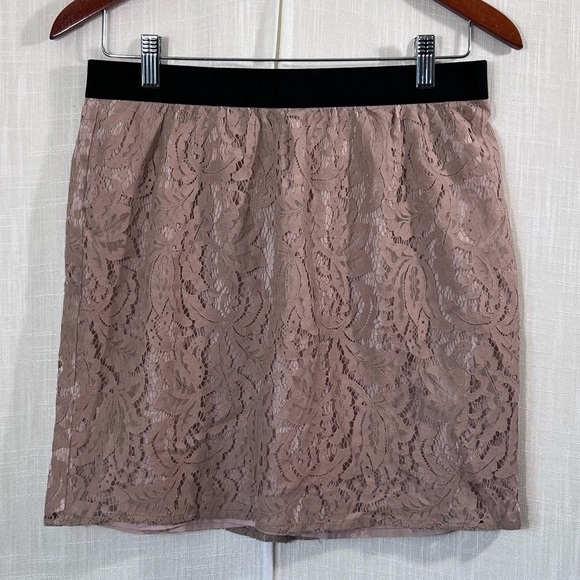 Loft Blush Lined Lace Floral Vintage Style Mini Skirt Size 4 - Picture 1 of 11